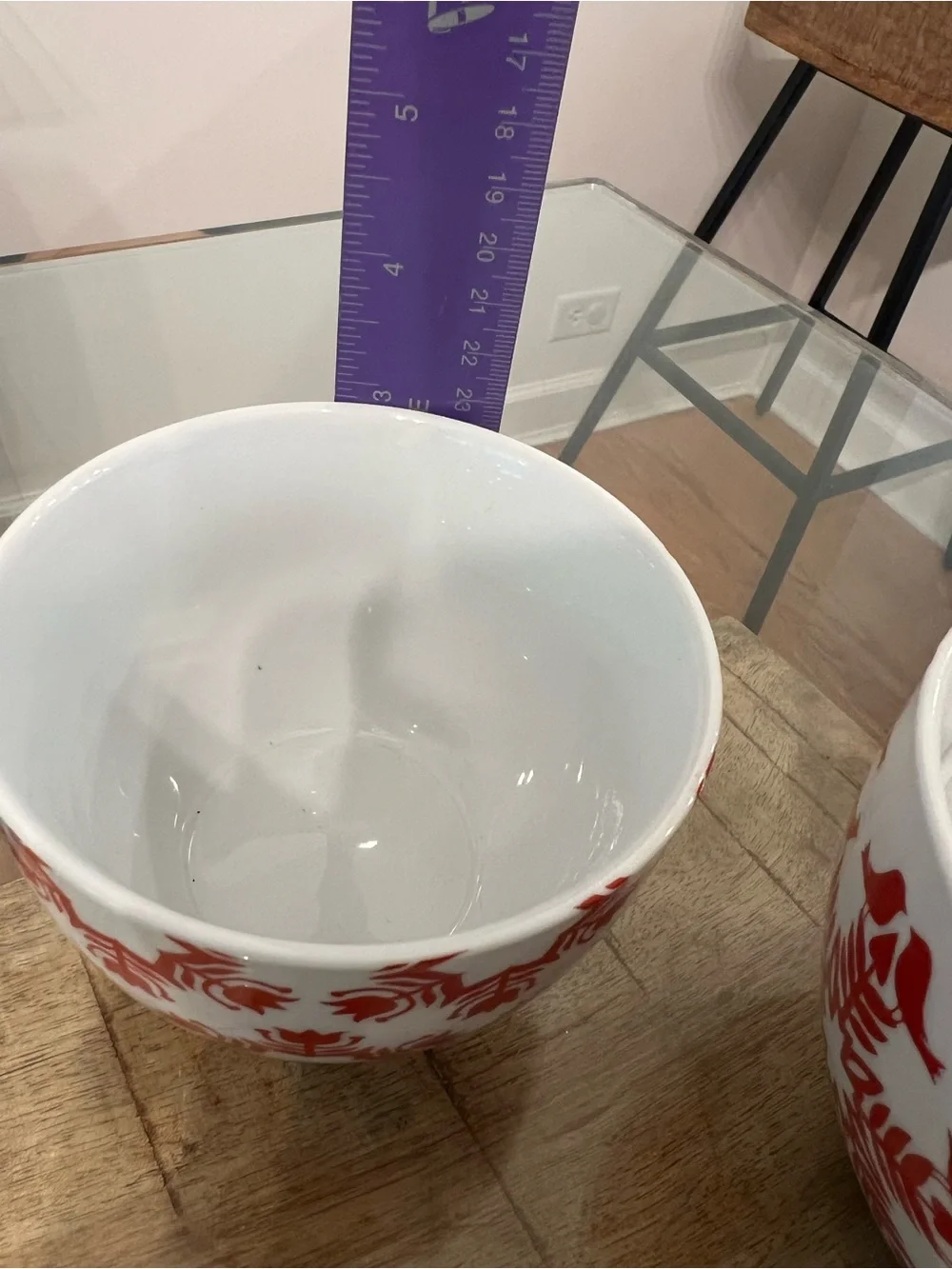 Crate & Barrel Nordic 3 Nesting Bowls Red White snowflake floral